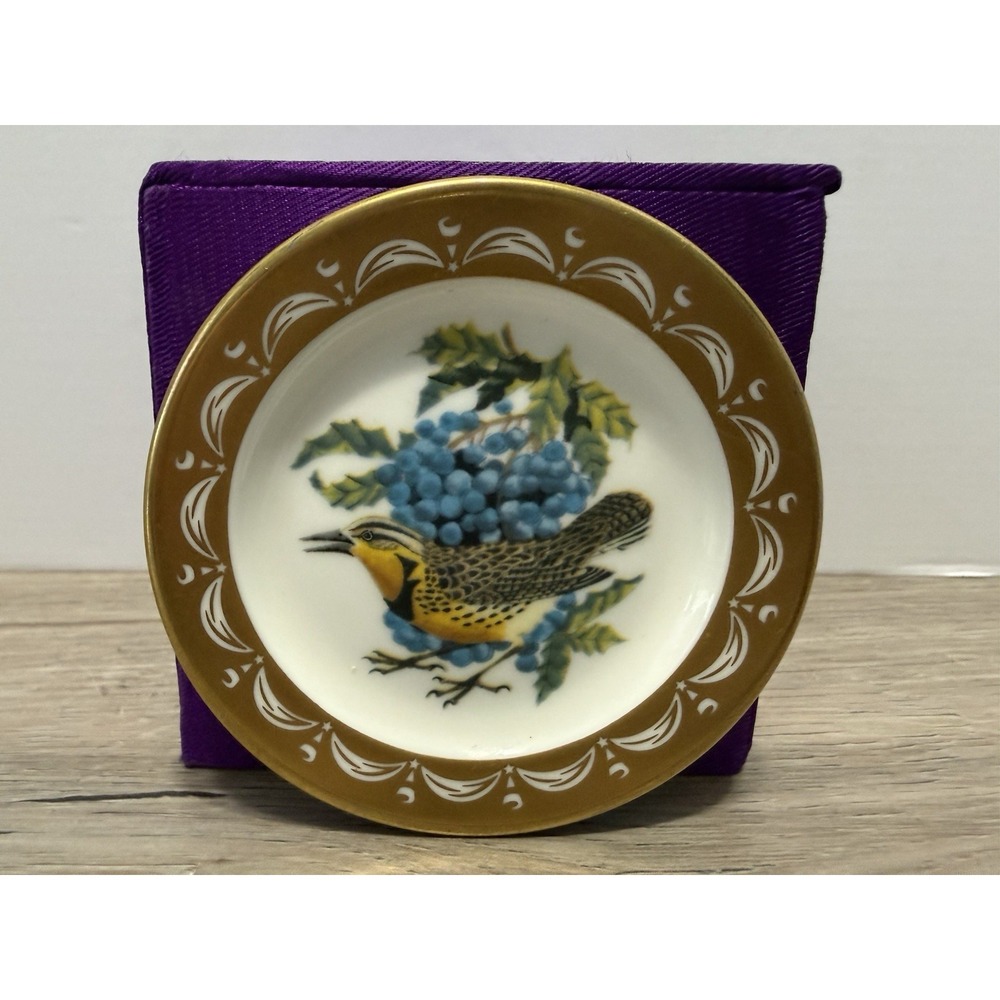 State Birds Flowers Franklin MINI Plate Oregon Western Meadowlark Grape 3"